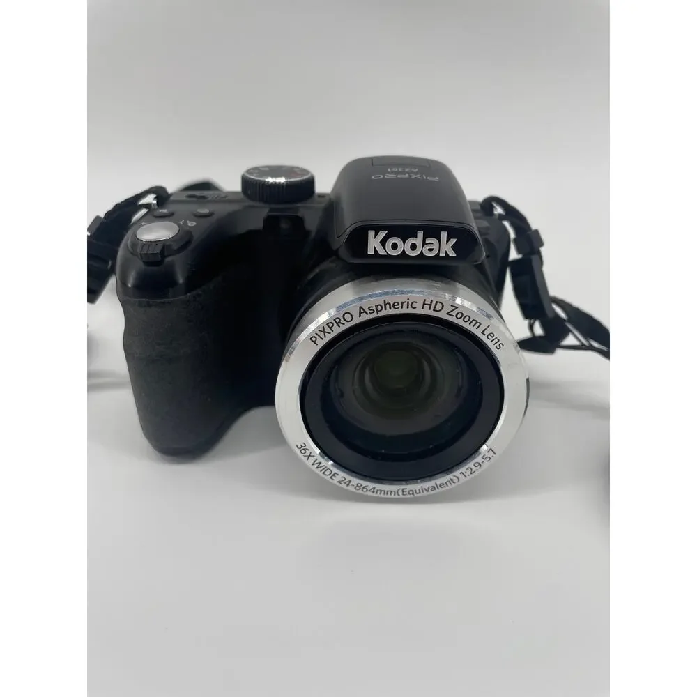 Kodak PIXPRO AZ361 Digital Camera 36X 16MP Black Charger 2 Batteries Neck Strap